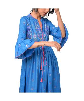 Libas Blue printed viscose kurti 3