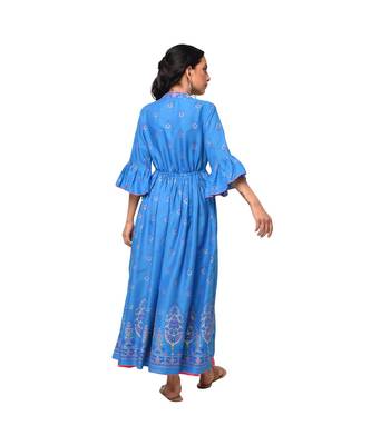 Libas Blue printed viscose kurti 4