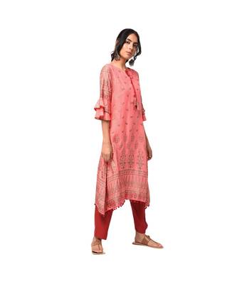 Libas Pink printed viscose kurti 2