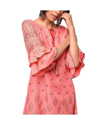 Libas Pink printed viscose kurti 3