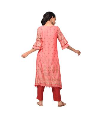 Libas Pink printed viscose kurti 4