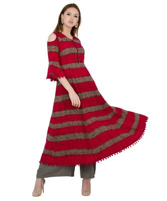 Libas Red printed viscose kurti 1