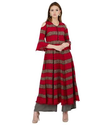 Libas Red printed viscose kurti 2