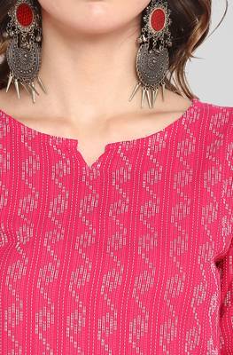 Pink printed cotton ethnic kurtis 5