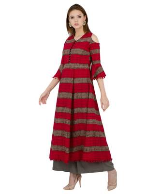 Libas Red printed viscose kurti 3