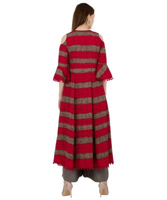 Libas Red printed viscose kurti 4