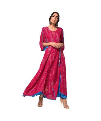 Libas Magenta printed viscose kurti 1