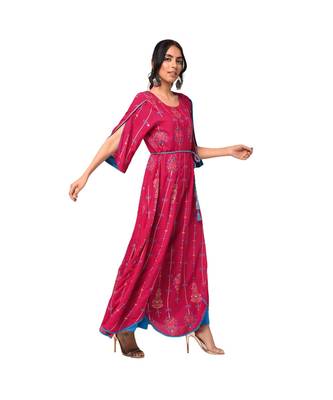 Libas Magenta printed viscose kurti 2