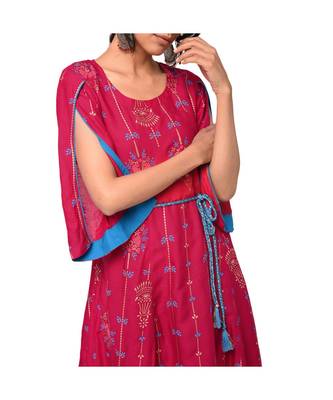 Libas Magenta printed viscose kurti 3