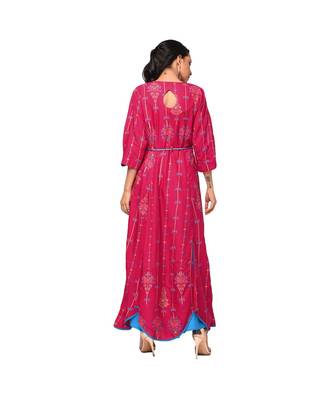 Libas Magenta printed viscose kurti 4