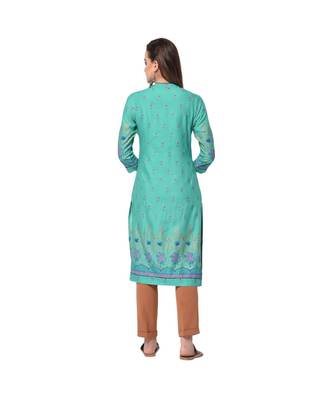 Libas Turquoise printed viscose kurti 4