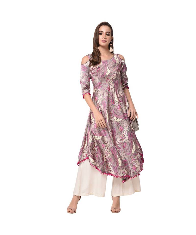 Libas Pink printed Cotton kurti LIBAS 3120325