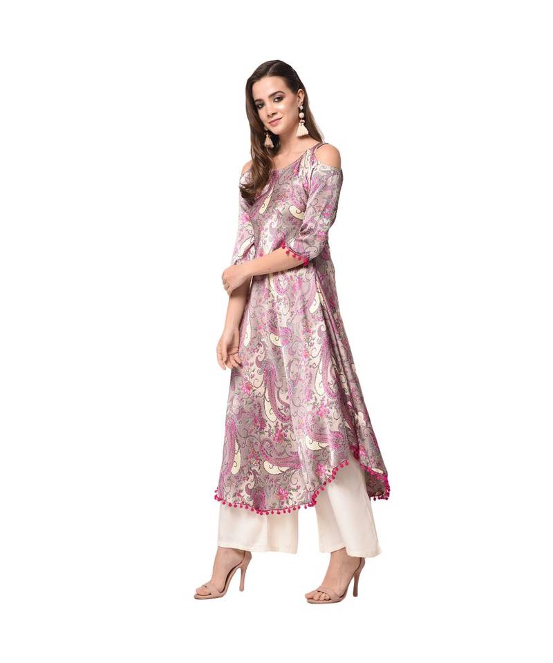 Libas Pink printed Cotton kurti LIBAS 3120325