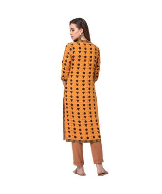 Libas Mustard printed viscose kurti 2