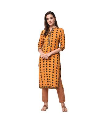 Libas Mustard printed viscose kurti 3