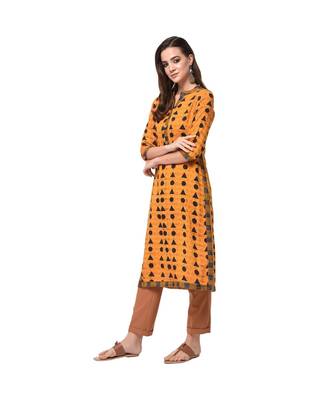 Libas Mustard printed viscose kurti 4