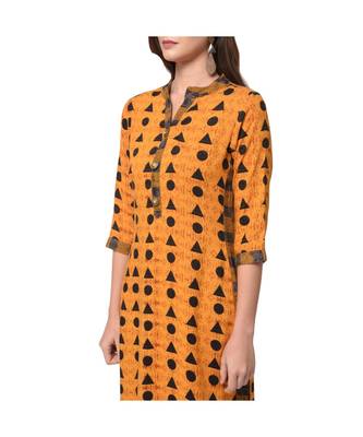 Libas Mustard printed viscose kurti 5
