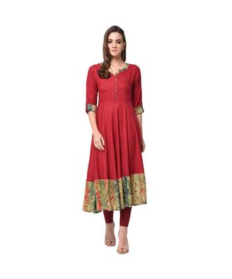 Libas Red printed viscose kurti 1