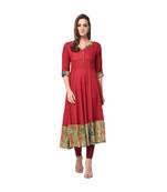 Libas Red printed viscose kurti