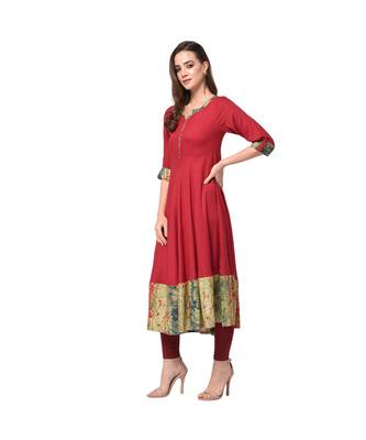 Libas Red printed viscose kurti 2