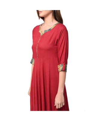 Libas Red printed viscose kurti 3