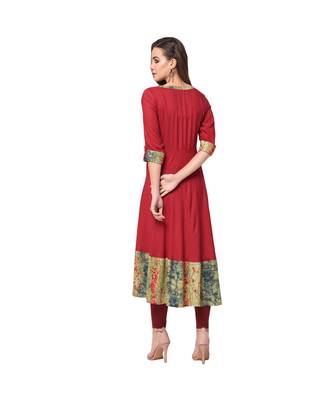 Libas Red printed viscose kurti 4