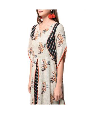 Libas Beige printed viscose kurti 3