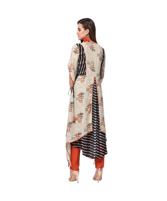Libas Beige printed viscose kurti 4