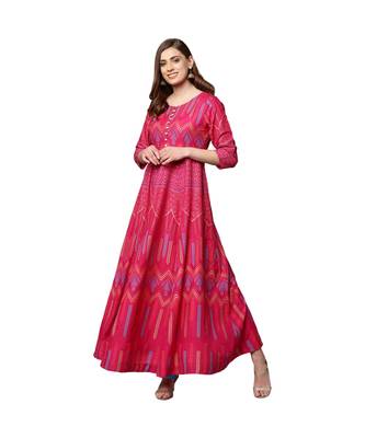 Libas Pink printed Cotton kurti 1