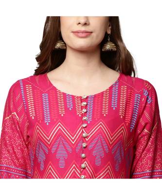 Libas Pink printed Cotton kurti 5