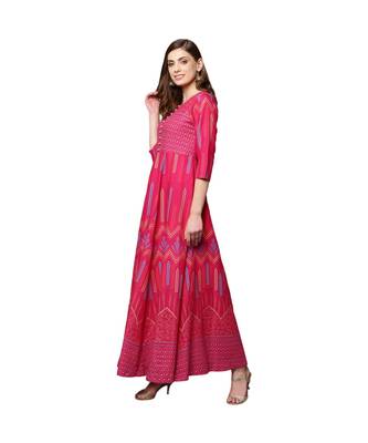 Libas Pink printed Cotton kurti 2