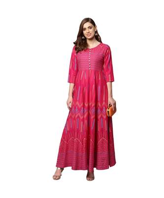 Libas Pink printed Cotton kurti 5