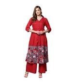 Libas Red printed viscose kurti
