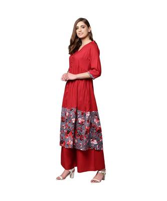 Libas Red printed viscose kurti 2