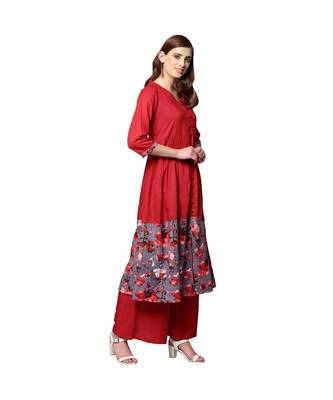 Libas Red printed viscose kurti 3