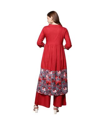 Libas Red printed viscose kurti 4