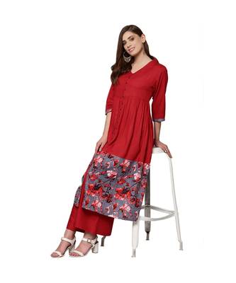 Libas Red printed viscose kurti 5