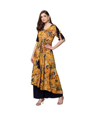 Libas Yellow printed viscose kurti 2