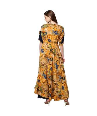 Libas Yellow printed viscose kurti 4