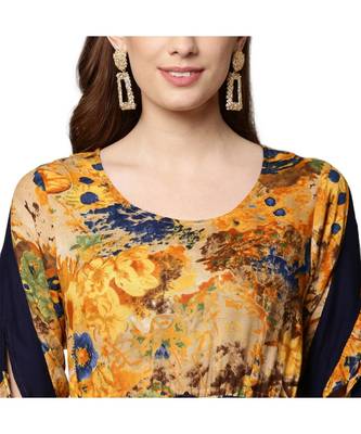 Libas Yellow printed viscose kurti 5