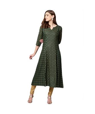 Libas Green printed viscose kurti 1