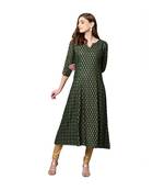 Libas Green printed viscose kurti