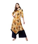 Libas Beige printed viscose kurti
