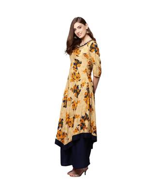 Libas Beige printed viscose kurti 2