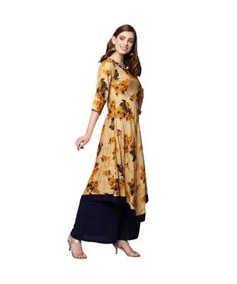 Libas Beige printed viscose kurti 3