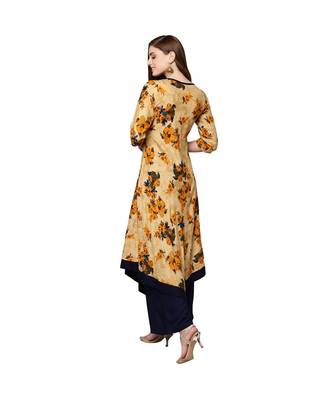 Libas Beige printed viscose kurti 4