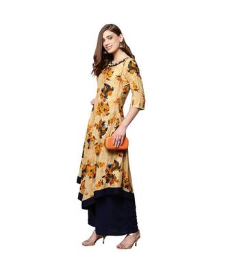 Libas Beige printed viscose kurti 5