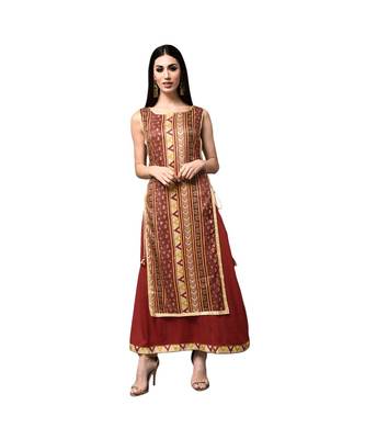 Libas Brown printed viscose kurti 1