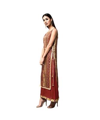 Libas Brown printed viscose kurti 2