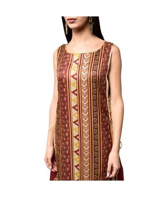 Libas Brown printed viscose kurti 3